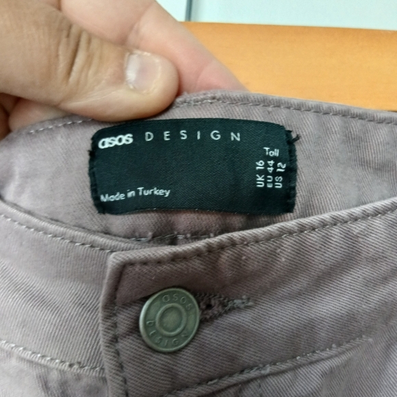 ASOS Wide Leg Loose Fit women Pants Size 12 Tall Plum Color 100% Cotton - Picture 4 of 9